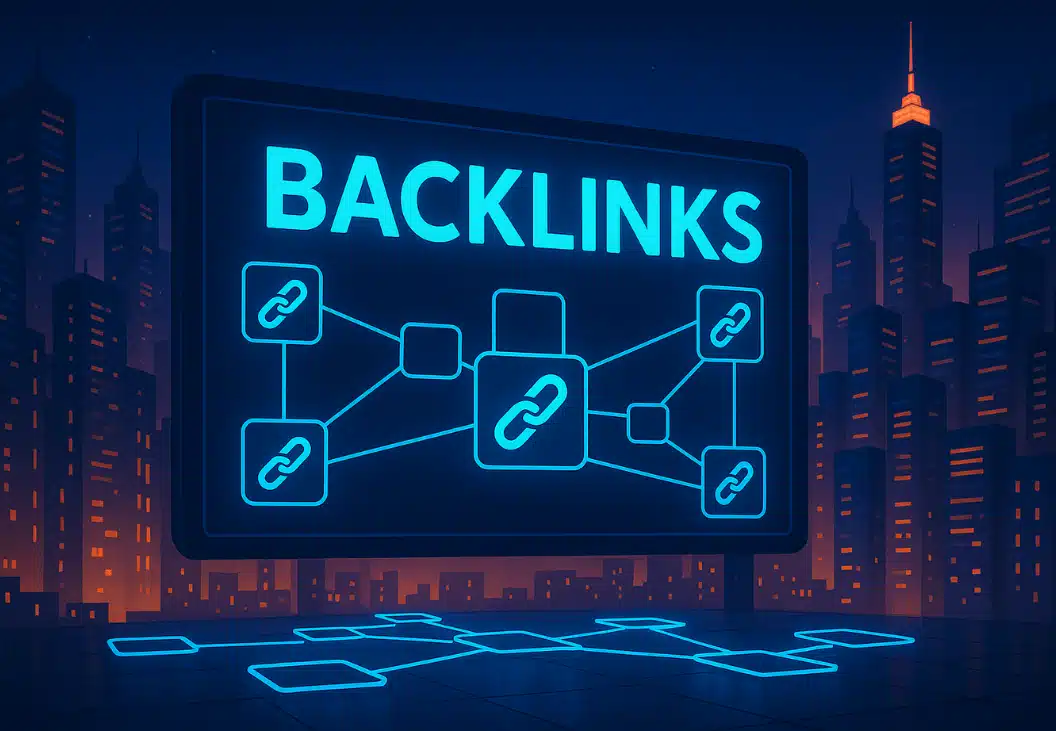 Écran affichant une stratégie de backlinks avec réseau de liens interconnectés pour le référencement SEO